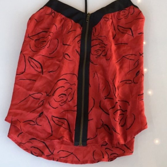 Silence and Noise 100% Silk Full-Zip Front Red Cami Size Small - Picture 4 of 4